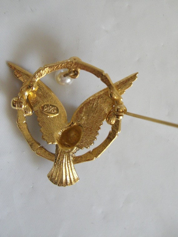 JOAN RIVERS " Perched Bird Pin " 18K Gold Plate - image 4