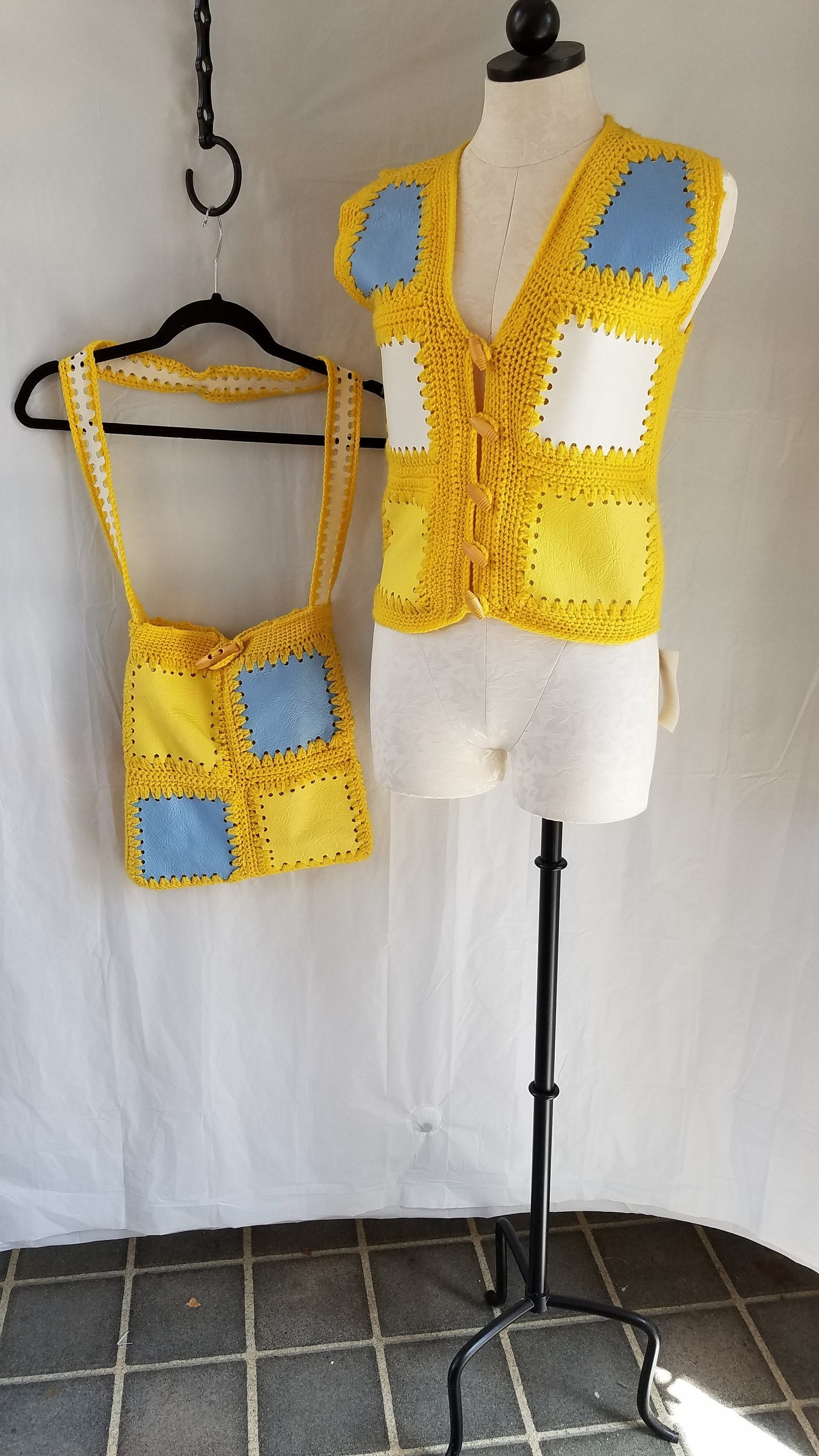 1960's-1970's Handcrafted / Knitted Vest & Matching Bag - Etsy 1960's-1970's Handcrafted / Knitted Vest & Matching Bag - Etsy