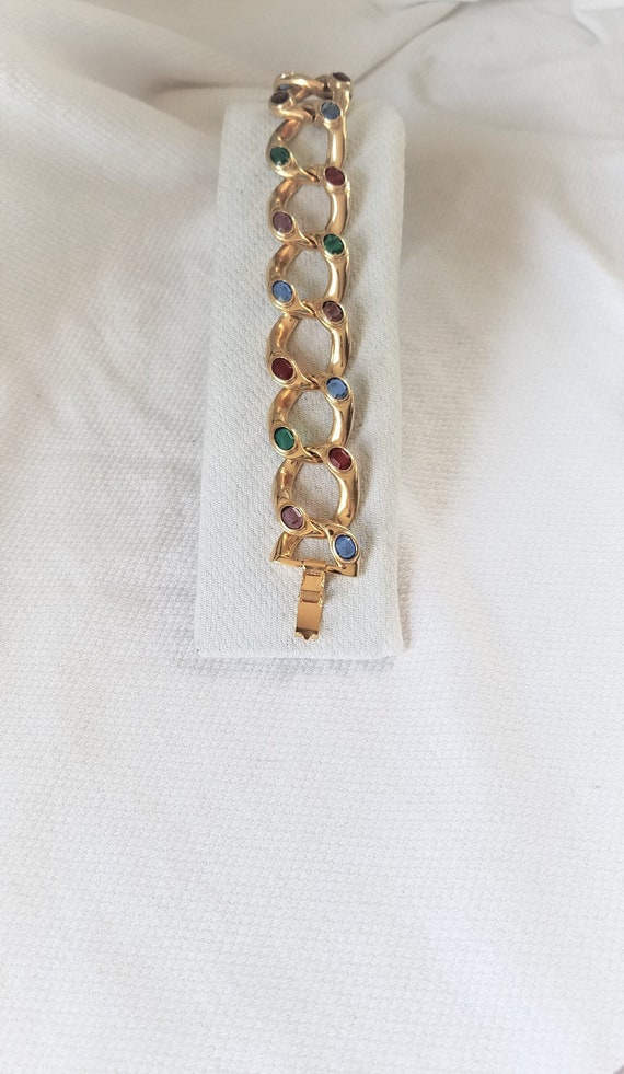 Vintage Multi Color Rhinestone/Crystal LARGE LINK 