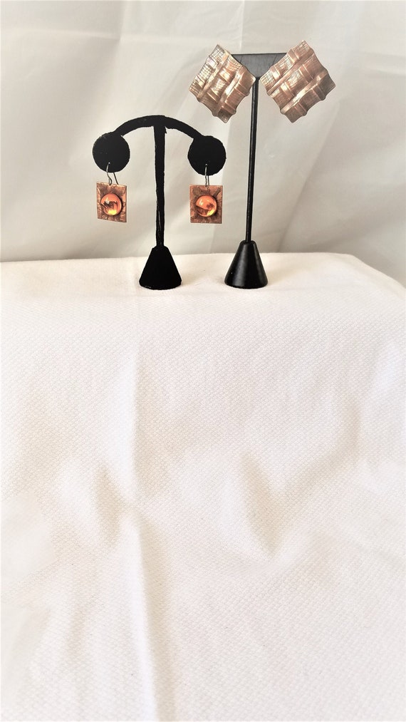 Vintage COPPER PIERCED EARRINGS  Lot of 2 - image 1