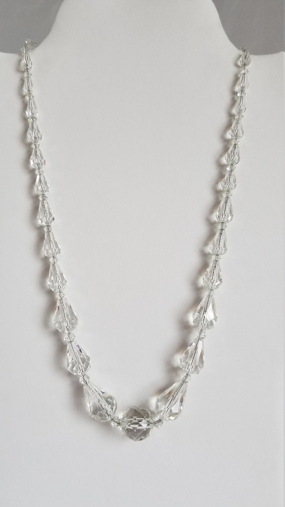 1930's-40's CRYSTAL BEAD NECKLACE on Sterling Cha… - image 4