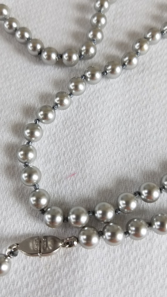 1980's-90's MONET Grey Simulated Pearls 24" - image 3