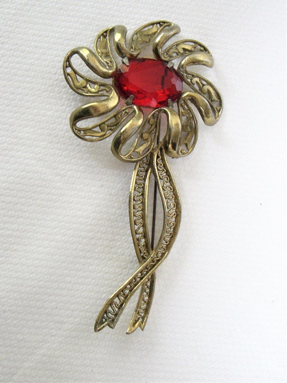 Bold Vintage STATEMENT FLOWER BROOCH - image 1
