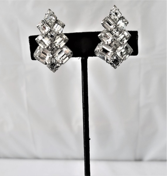 Vintage WEISS RHINESTONE Clip On Earring Etsy