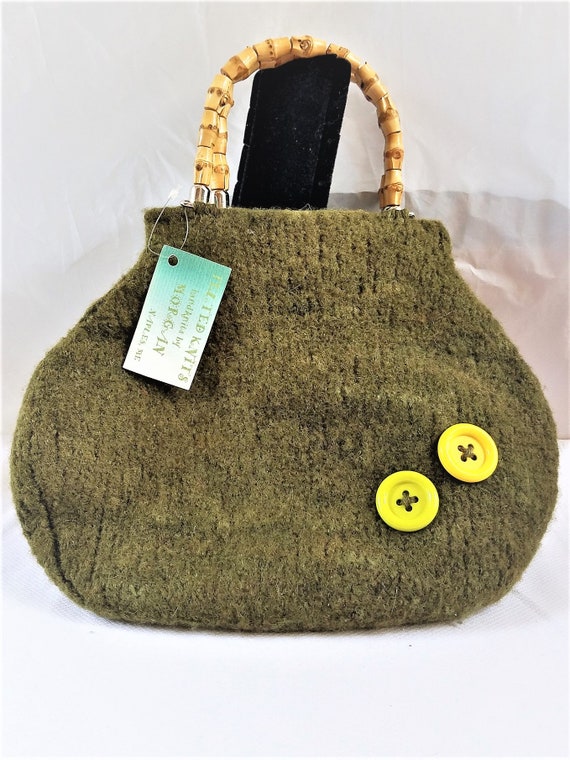 Vintage Felted Knit BERMUDA SHAPED Bag - image 9