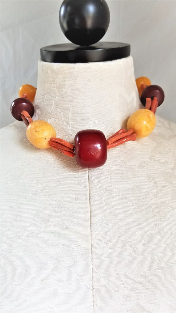 Vintage AMBER & BRANCH CORAL Statement Choker Neck