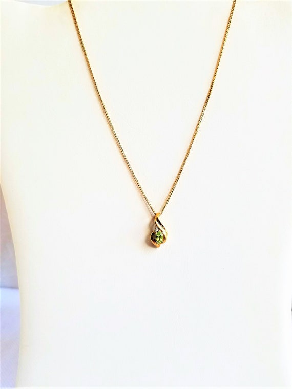 1980's PERIDOT BIRTHSTONE Necklace  10K GOLD - image 2