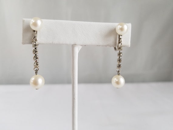 Boucles D'oreilles Clip Vintage Strass Et Perle - Doré