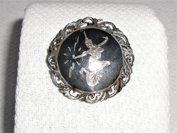 Vintage SIAM NIELLOWARE BROOCH - image 1