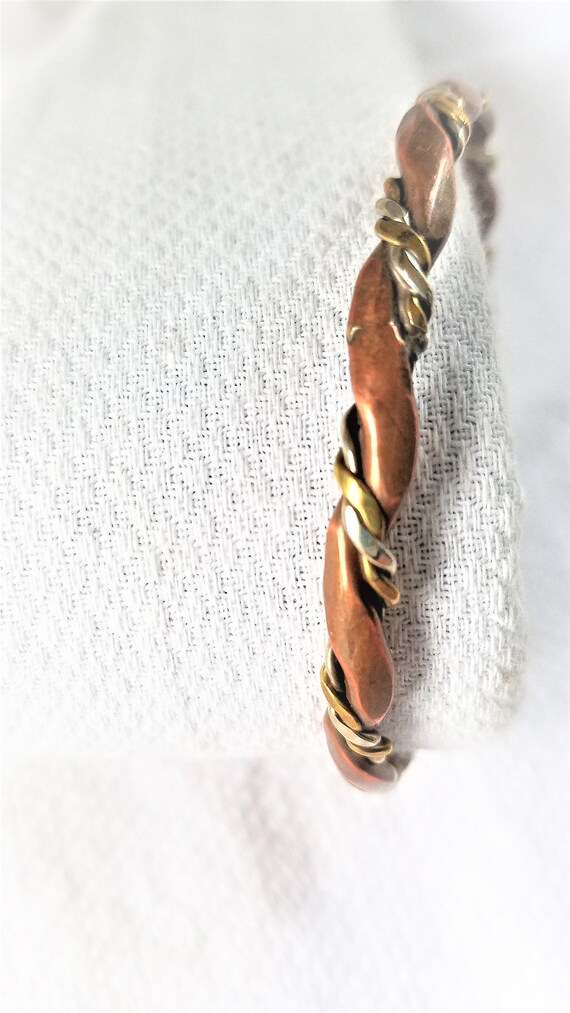 Vintage Handcrafted Copper BANGLE BRACELETS    Me… - image 6