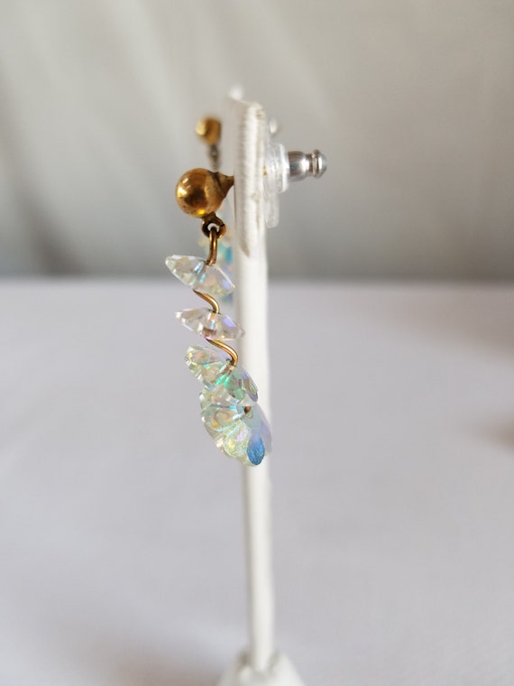 Vintage Handcrafted CRYSTAL  IRIDESCENT DANGLE Pi… - image 3