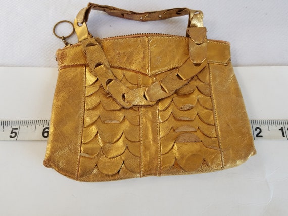 1920's-30's  GOLD LEATHER EVENING Purse - image 9