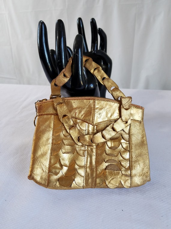 1920's-30's  GOLD LEATHER EVENING Purse - image 8