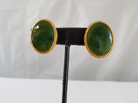 1980's SWOBODA JADE STATEMENT Earrings