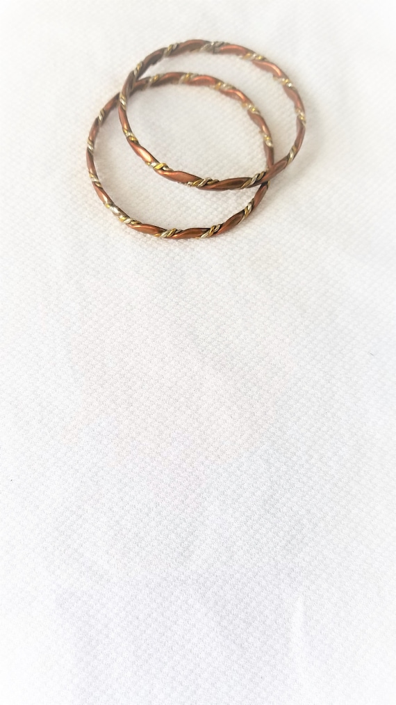 Vintage Handcrafted Copper BANGLE BRACELETS    Me… - image 1