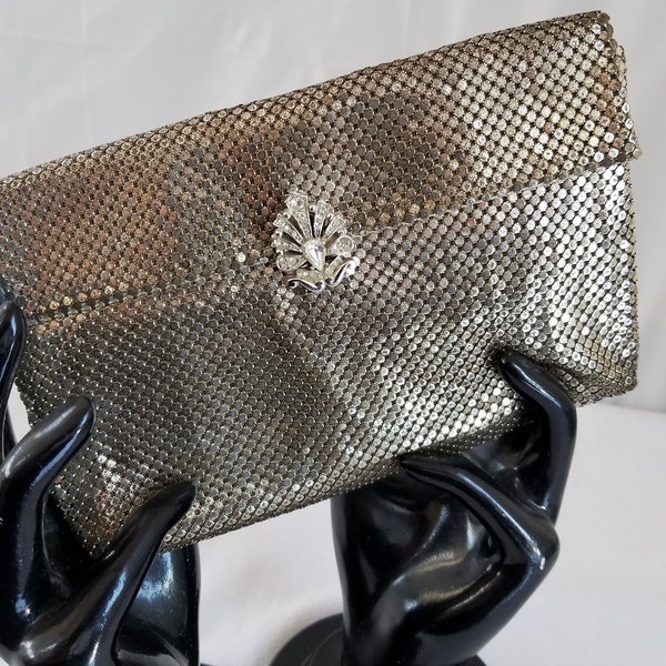 Vintage WHITING & DAVIS EVENING Silver Metal Mesh Bag