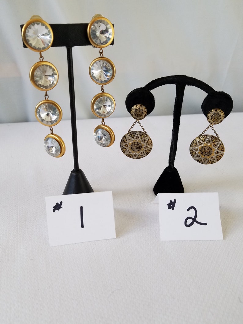 Vintage DANGLE CLIP EARRINGS Lot of 2 Etsy