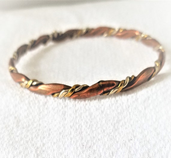 Vintage Handcrafted Copper BANGLE BRACELETS    Me… - image 4