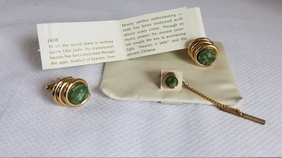 1960's- 70's  SWANK JADE  Grand Prix   Cuff Link … - image 2