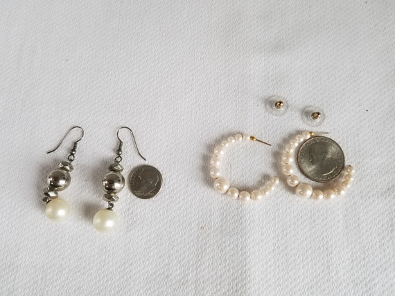 1980's-90's  Simulated PEARL Pierced Earring LOT … - image 9