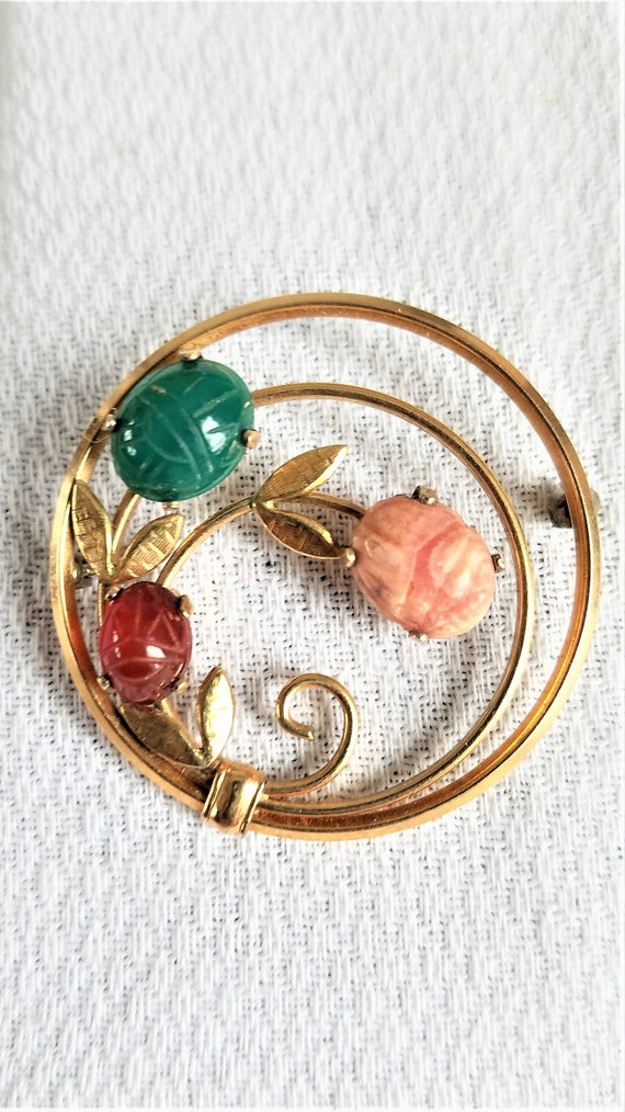 1950's-60's KREMETZ SCARAB Circle BROOCH