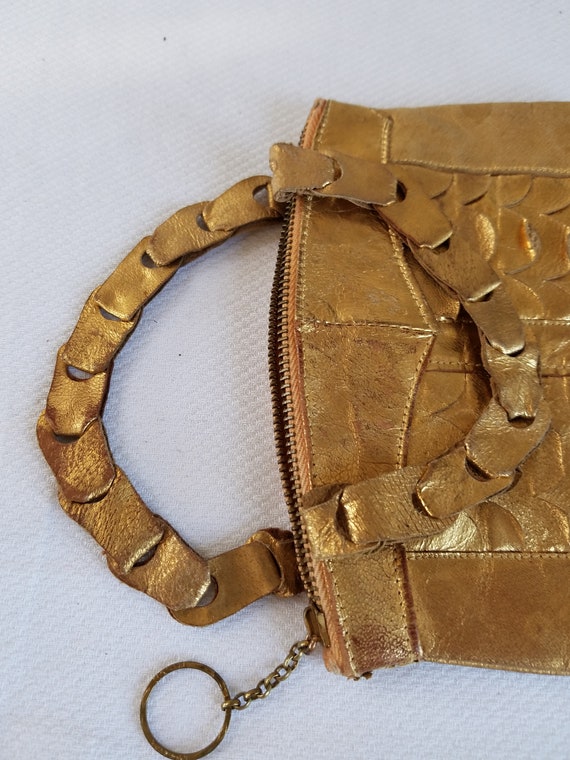 1920's-30's  GOLD LEATHER EVENING Purse - image 7