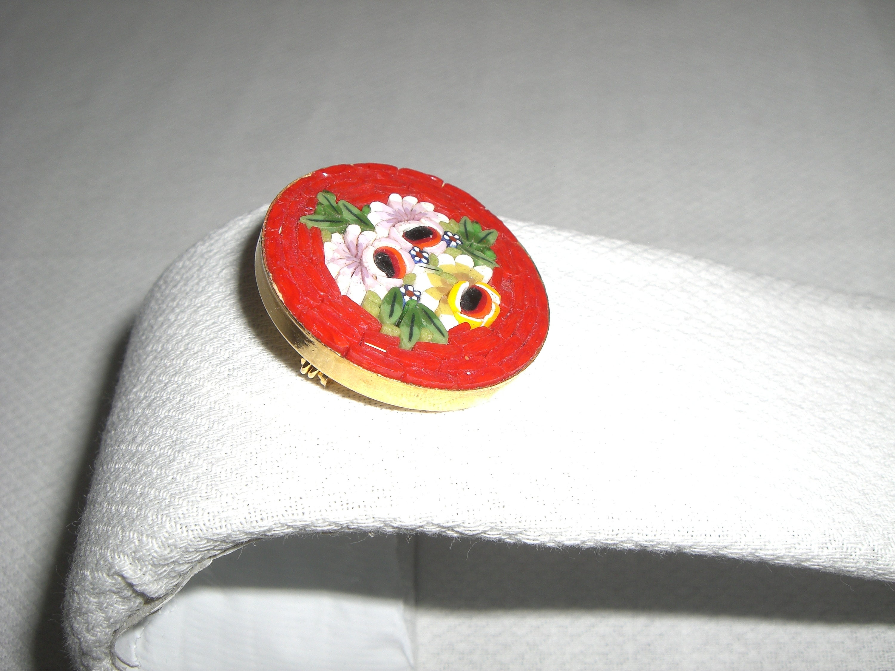 Lot De 2 Broches Bijoux Vintage Micro Mosaïques - Occasion - Sans Marque