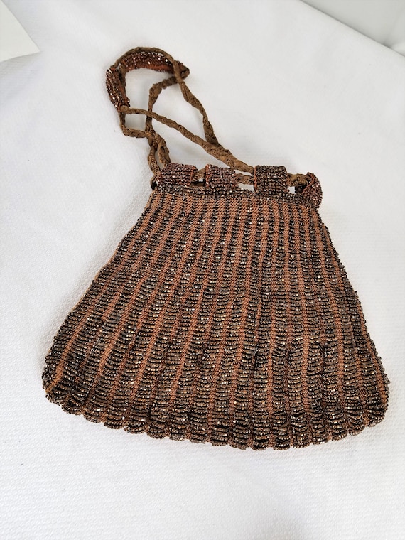 1920's-1930's BEADED DRAWSTRING BAG