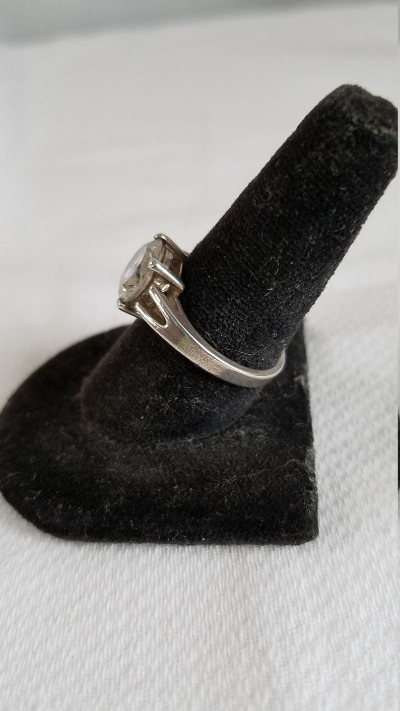 1980/'s-90/'s Round Brilliant Cut Solitare CUBIC ZIRCONIA Sterling RING