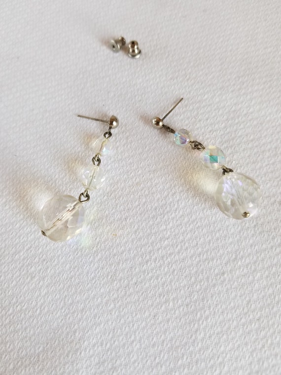 Vintage CONVERTED CRYSTAL DANGLE Pierced Earrings - image 8