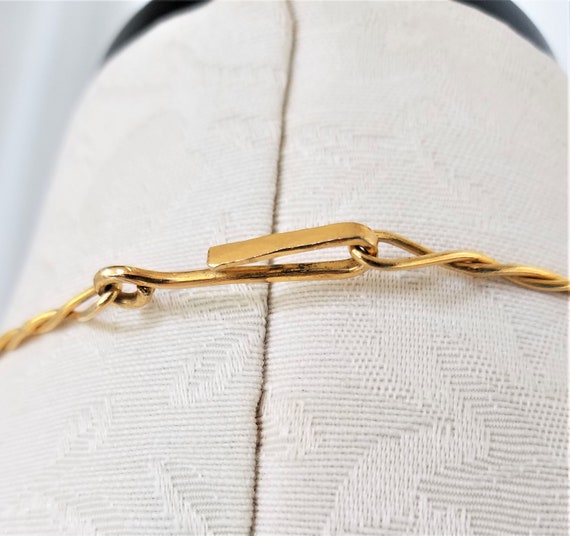 Vintage MODERN ABSTRACT Gold Tone Metal Necklace … - image 5
