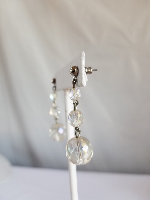 Vintage CONVERTED CRYSTAL DANGLE Pierced Earrings - image 3