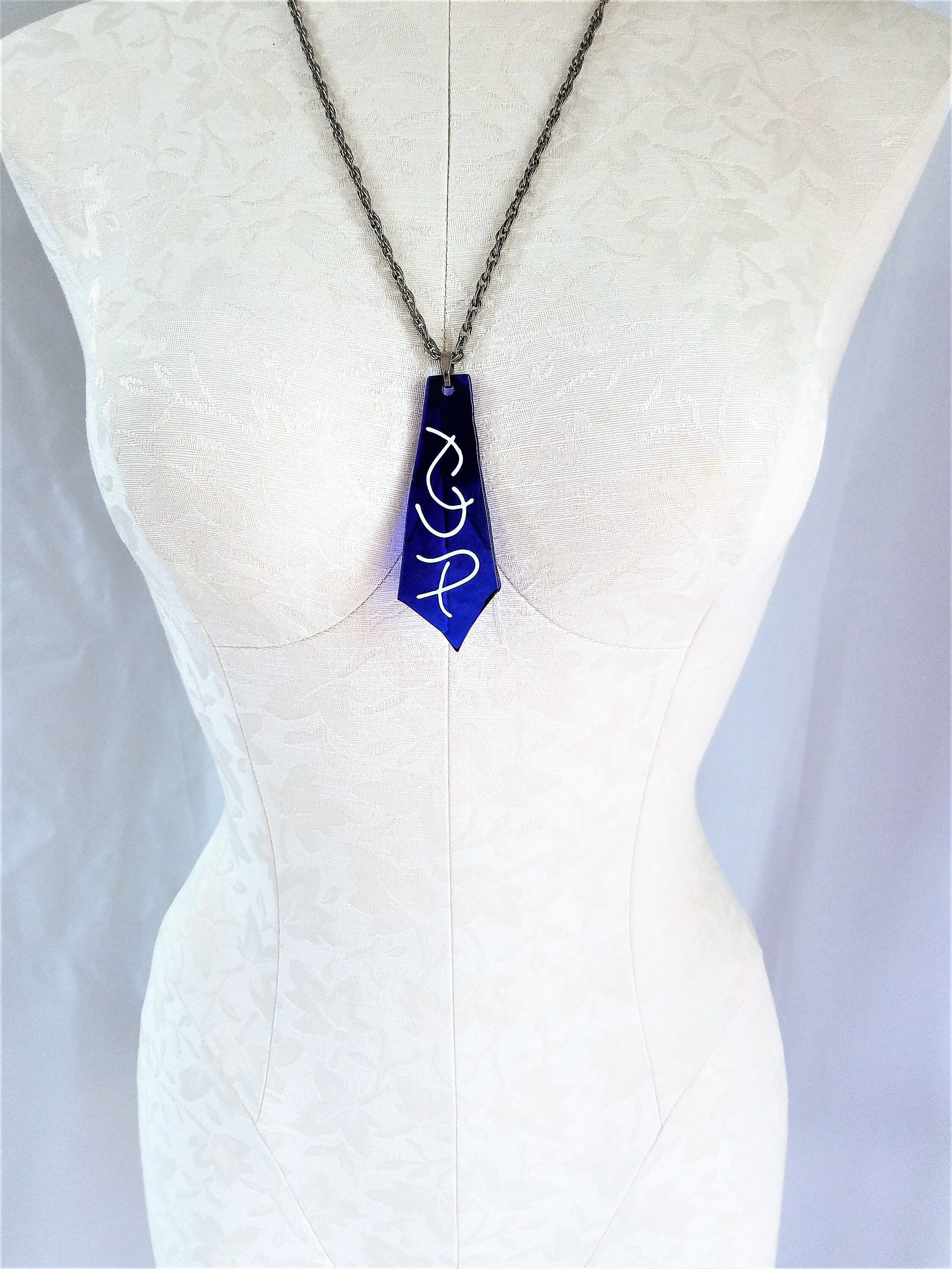 Vintage Handcrafted BLUE GLASS Pendant 24