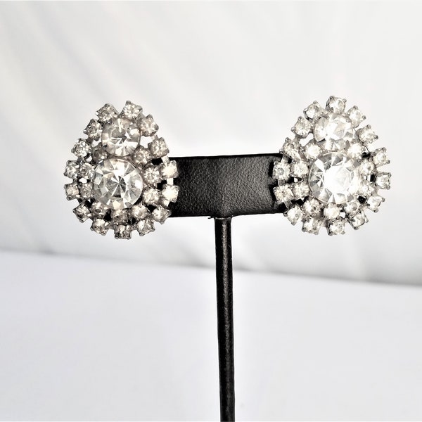 Vintage GARNE'  RHINESTONE STATEMENT Clip On Earrings