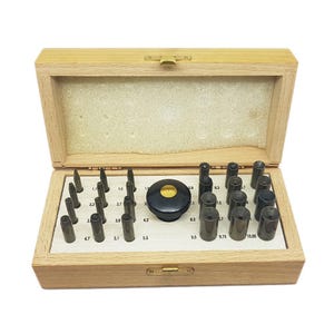 Bezel Setting Tool Punch Set with 24 Punches in Wooden Box Size 1.1 mm to 10 mm