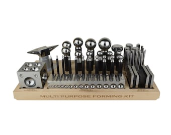 Jewelry Forming Tool Set 42 Pcs – Wooden Base with Dapping Punches, Swage Punches, Anvil & Forming Blocks