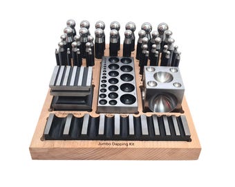 Complete Steel Metal Jewelry Dapping Doming Punch Set Wooden Base Tool ECONOMY