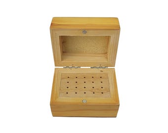 Wooden Bur Box with 20 Holes Storage Organizing Benchtop - Jewelry Making Tool