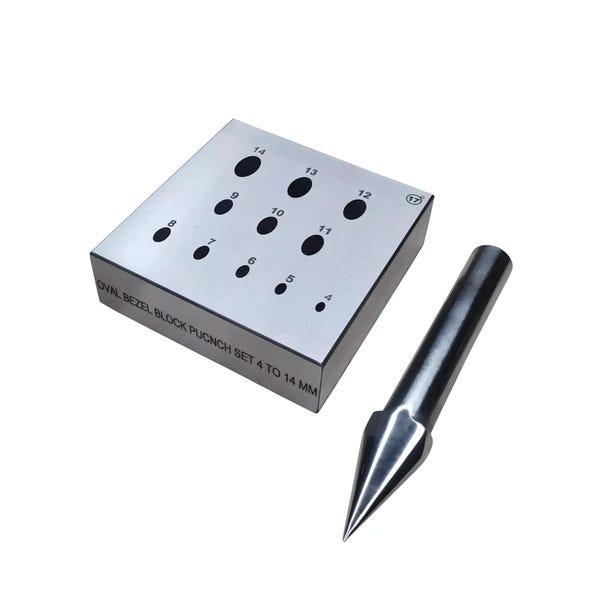 Oval Punch Bezel Block Set 17 Degree with Size 4mm-14mm - Metal Forming Jewelry