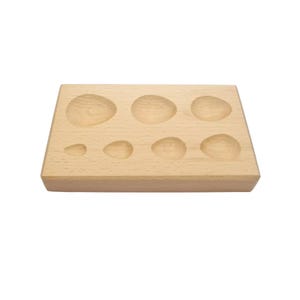 7-Cavity Metal Forming Pear Shaped Wooden Dapping Block - Jewelry Making Tool