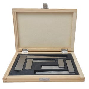 Machinist Square 4-Piece Set | Precision Engineering Squares 2"–6" | Wood Storage Box