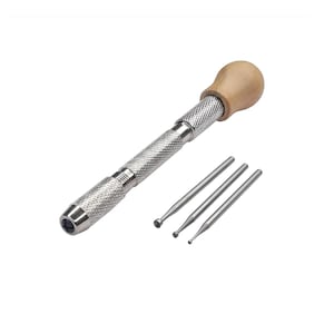 Wire Rounder Set with 3 Size Cups and Wood Top Swivel Pin Vise - Jewelry Tool