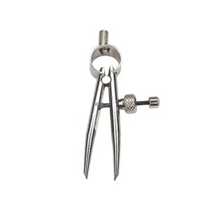May include: A silver compass with a knob for adjusting the width of the compass legs.