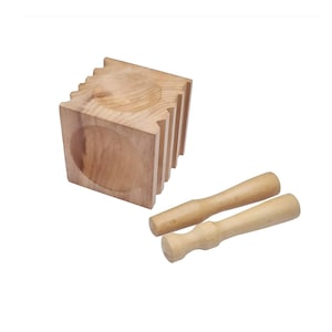 2.1/2" x 2.1/2" x 2.1/2" Wood Doming Block with 2 Punches | Jewelry Forming Dapping