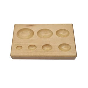 7-Cavity Metal Forming Oval Shaped Wooden Dapping Block - Jewelry Making Tool