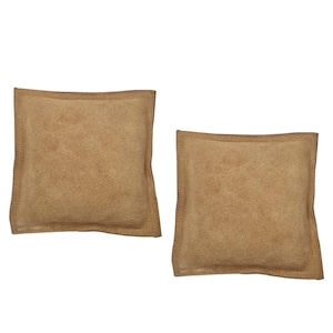 May include: Two square-shaped, tan-colored suede pouches with visible stitching along the edges. Each pouch features a soft, textured surface and a simple, flat design. The items are presented side-by-side against a plain white background.