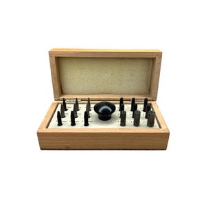 Bezel Setting Tool Punch Set with 18 Punches in Wooden Box Size 0.75mm to 7.75mm