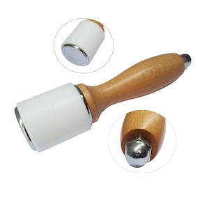 Leather Craft Carving Nylon Hammer with Wooden Handle Tool Dia 65mmx75mm