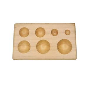 7-Cavity Metal Forming Round Shaped Wooden Dapping Block - Jewelry Making Tool