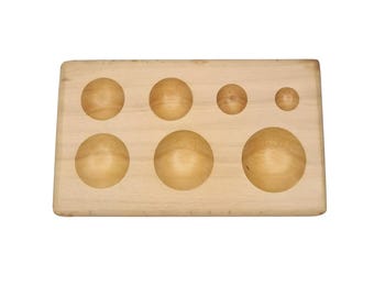 7-Cavity Metal Forming Round Shaped Wooden Dapping Block - Jewelry Making Tool